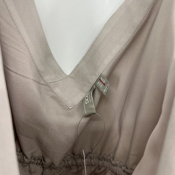 ASOS Dress Gray Pleated Cami Midi Sleeveless Drawstring NWT - Picture 5 of 11